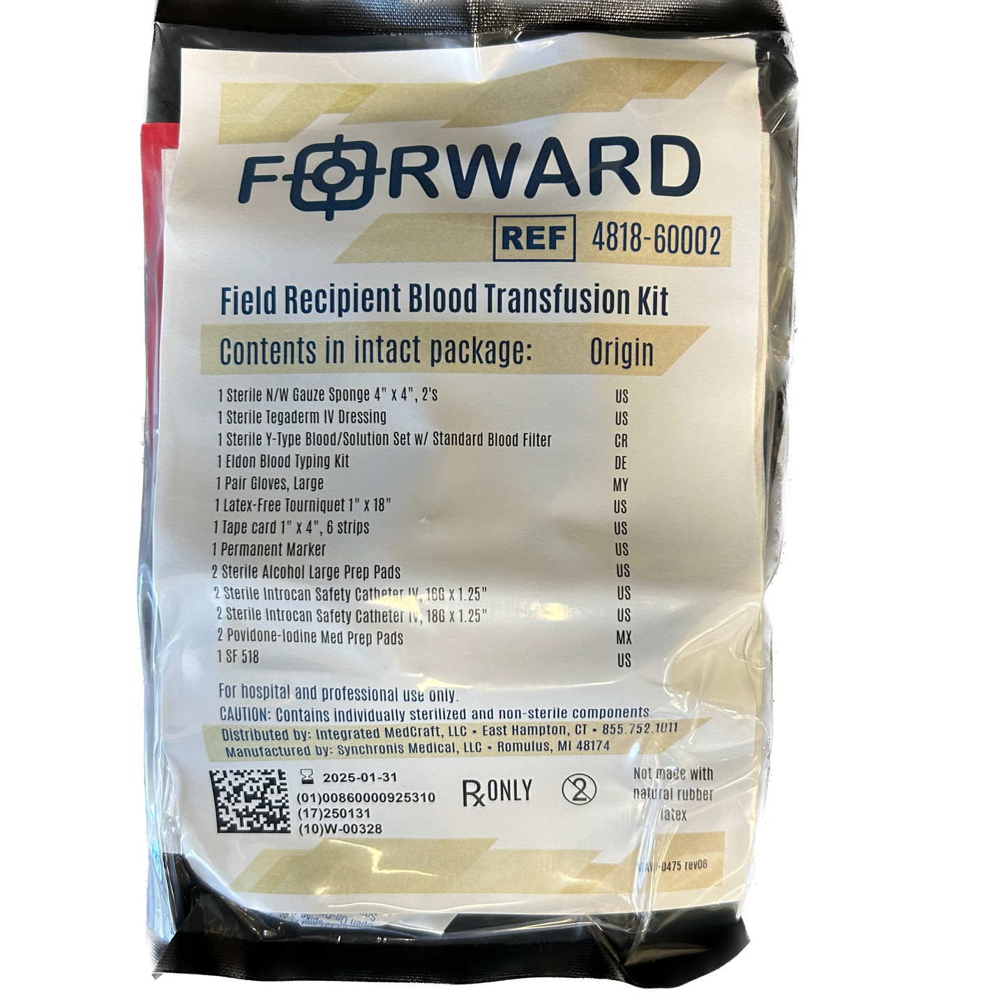 FORWARD Recipient Blood Transfusion Kit-Integrated MedCraft