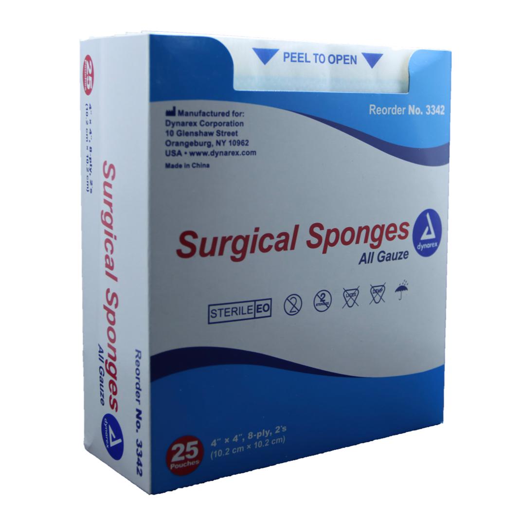 Surgical Gauze Sponge Sterile 2's, 4"x 4" 8 Ply, BX/25-Integrated MedCraft