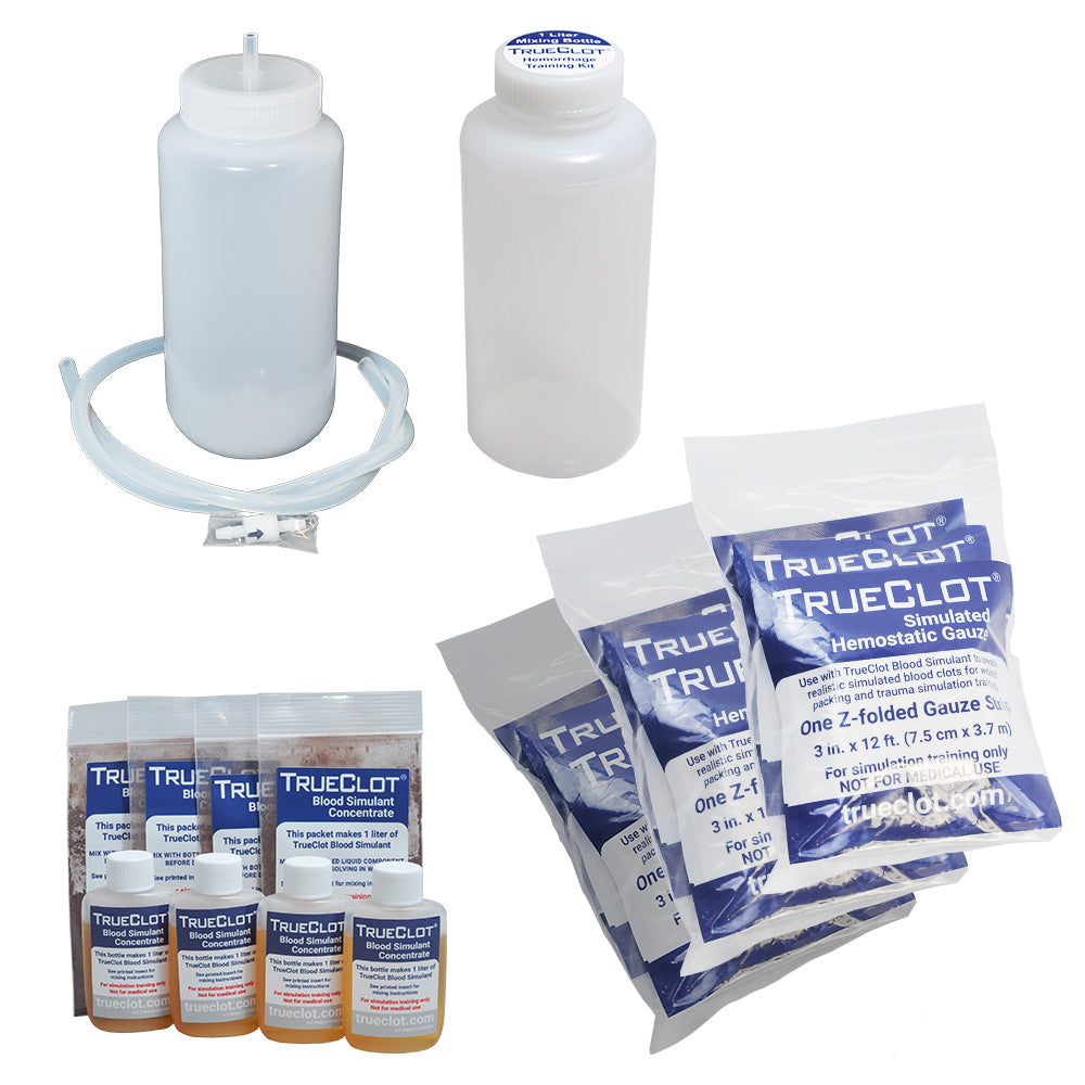 TrueClot Hemorrhage Training Kit, Guns Shot Wound, w/Z-Fold Gauze, Light Skin Tone