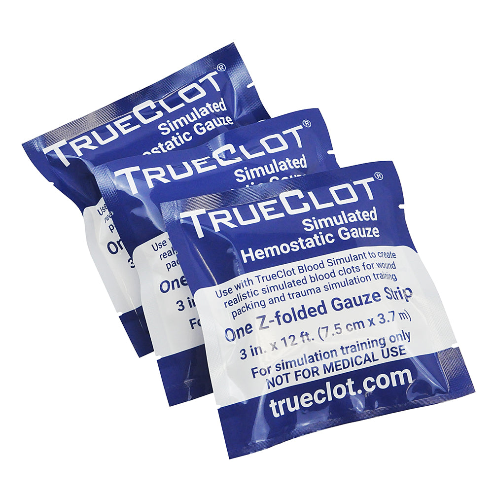 TrueClot Simulated Hemostatic Gauze, 12ft, Z-folded, 3-Pack