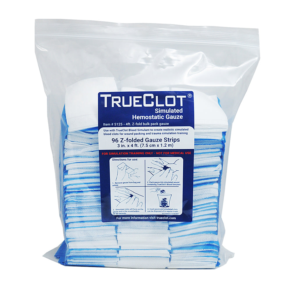 TrueClot Simulated Hemostatic Gauze Bulk Pack,  Z-folded, 96/Strips at 3"x4', Pk/96