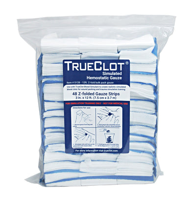 TrueClot Simulated Hemostatic Gauze, Z-folded, 12 ft. length 48pcs. bulk pack