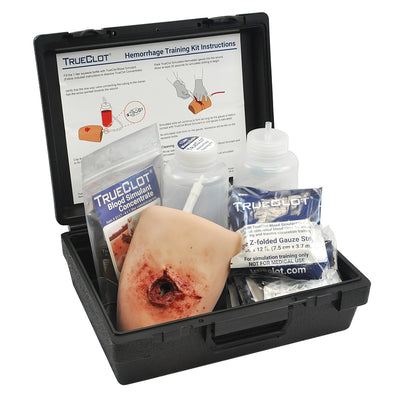 TrueClot Hemorrhage Training Kit, Guns Shot Wound, w/Z-Fold Gauze, Light Skin Tone