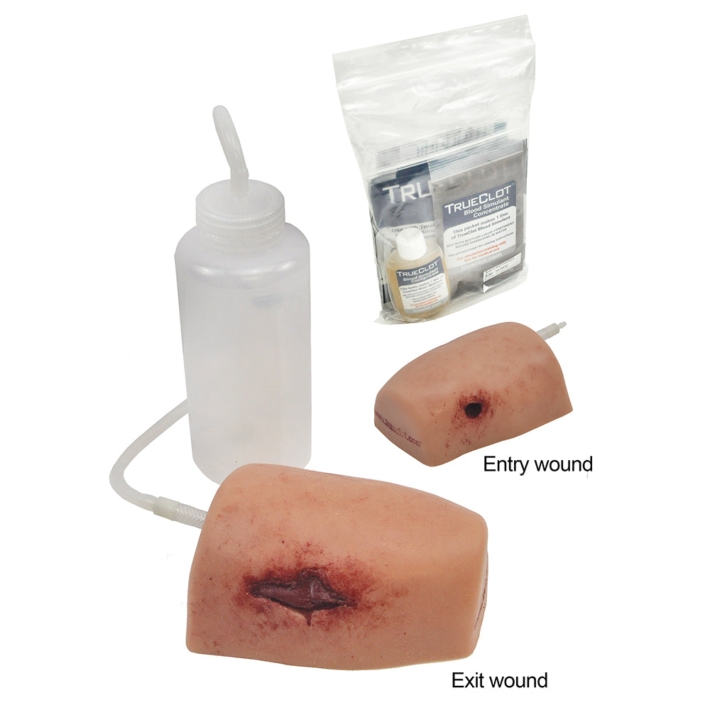 TrueClot Through-and-Through (TnT) Task Trainer, Gunshot, Dark Flesh Tone