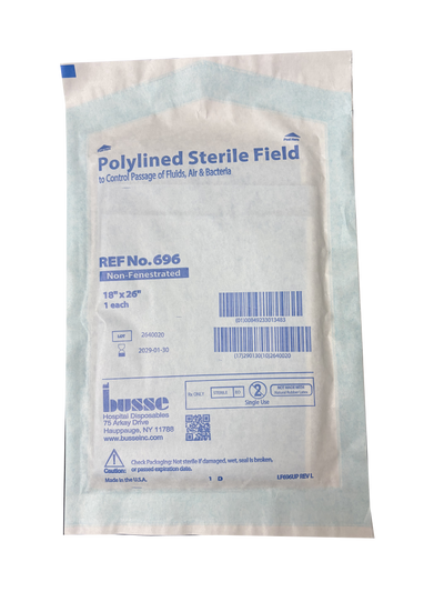 Sterile Non-Fenestrated Field Polylined Towel/Drape, 18" x 26", BX/50