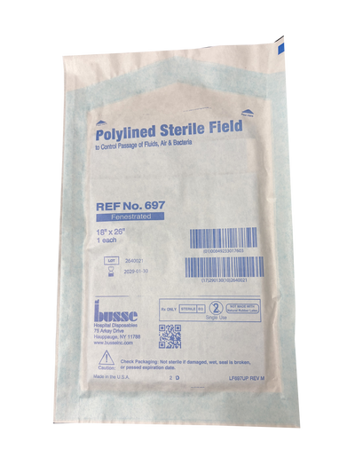 Sterile 3" Fenestrated Polylined Drape, 18" x 26", BX/50