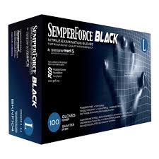 SemperForce Nitrile Exam Glove, Black, PF, Textured, LG, Bx/100