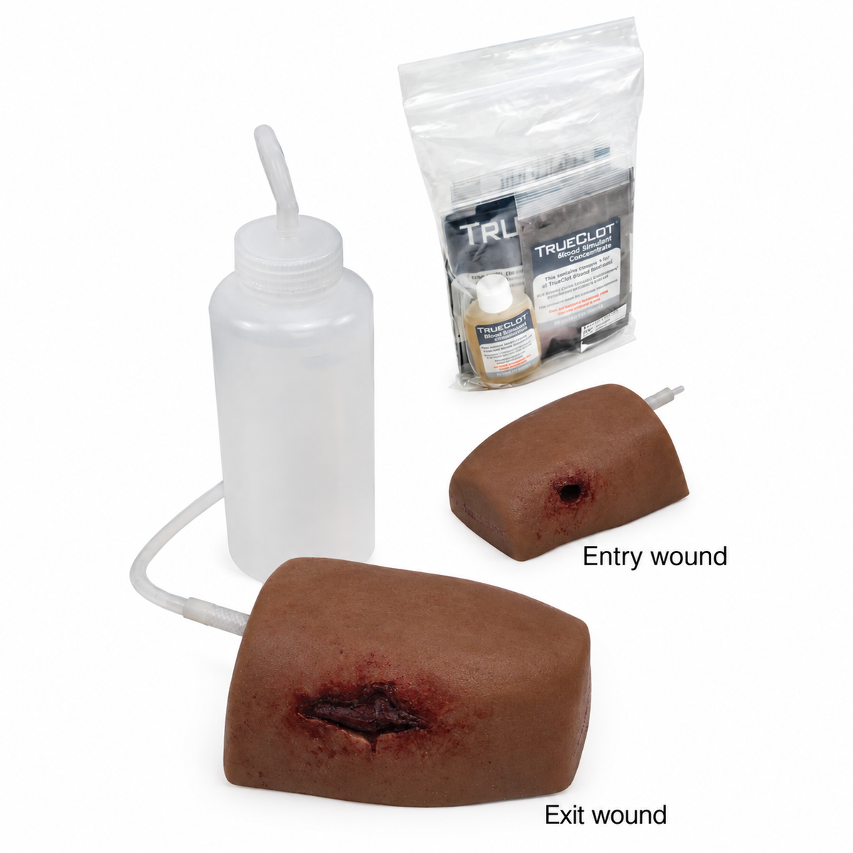 TrueClot Through-and-Through (TnT) Task Trainer, Gunshot, Dark Flesh Tone