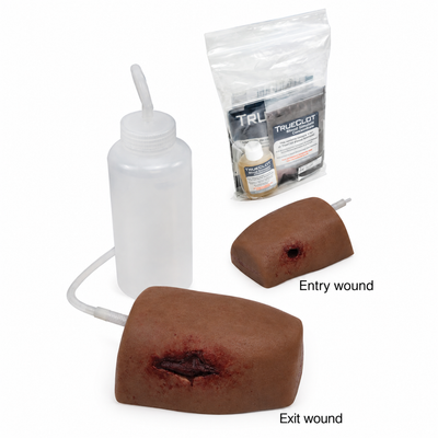 TrueClot Through-and-Through (TnT) Task Trainer, Gunshot, Dark Flesh Tone