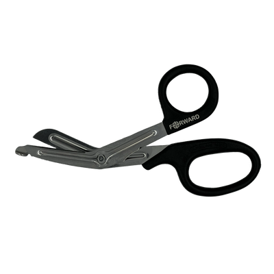 Forward Trauma Shears 7.25", Black Handle, Stainless Steel Blade-Integrated MedCraft