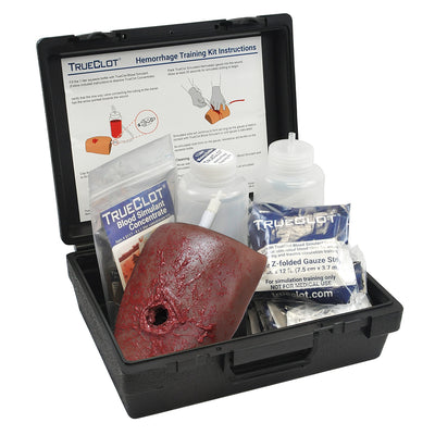 TrueClot Hemorrhage Training Kit, Guns Shot Wound, w/Z-Fold Gauze, Dark Skin Tone