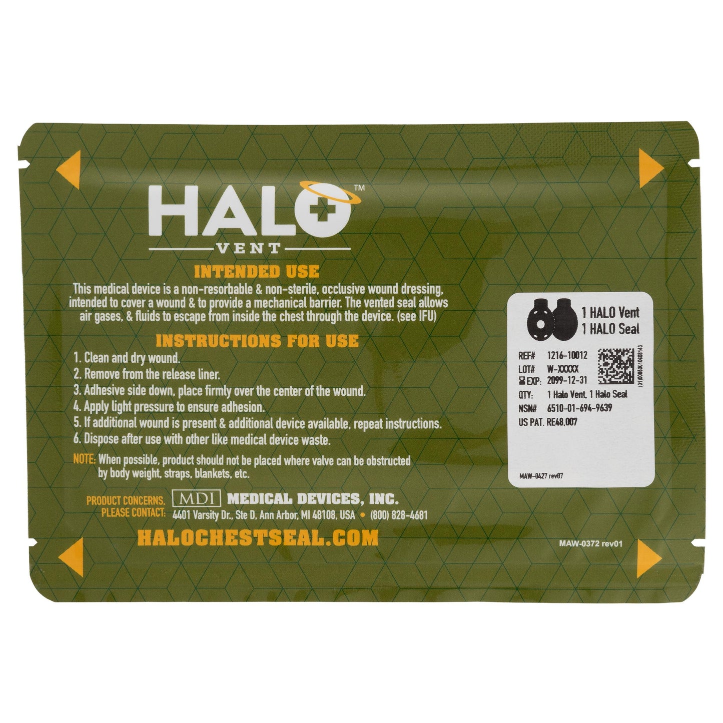HALO Combo Pack IFAK Package, 7” x 5”-Medical Devices Inc-Integrated MedCraft