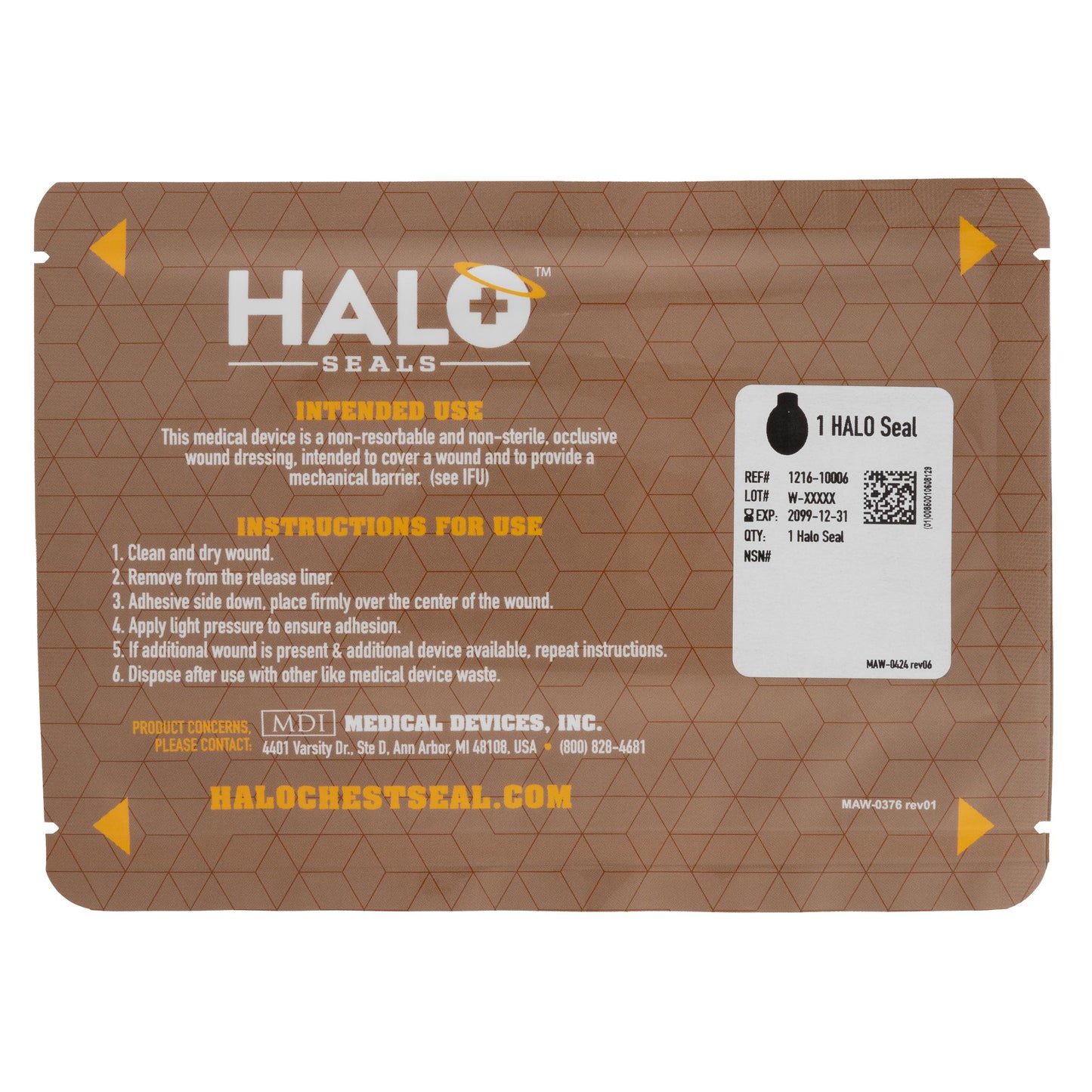 HALO Seal IFAK Single Pack, Package 7” x 5”-Medical Devices Inc-Integrated MedCraft