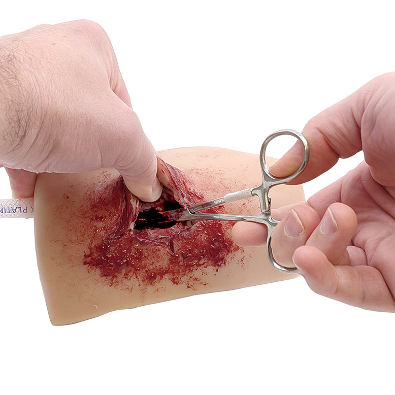 TrueClot Through-and-Through (TnT) Task Trainer, Gunshot, Dark Flesh Tone