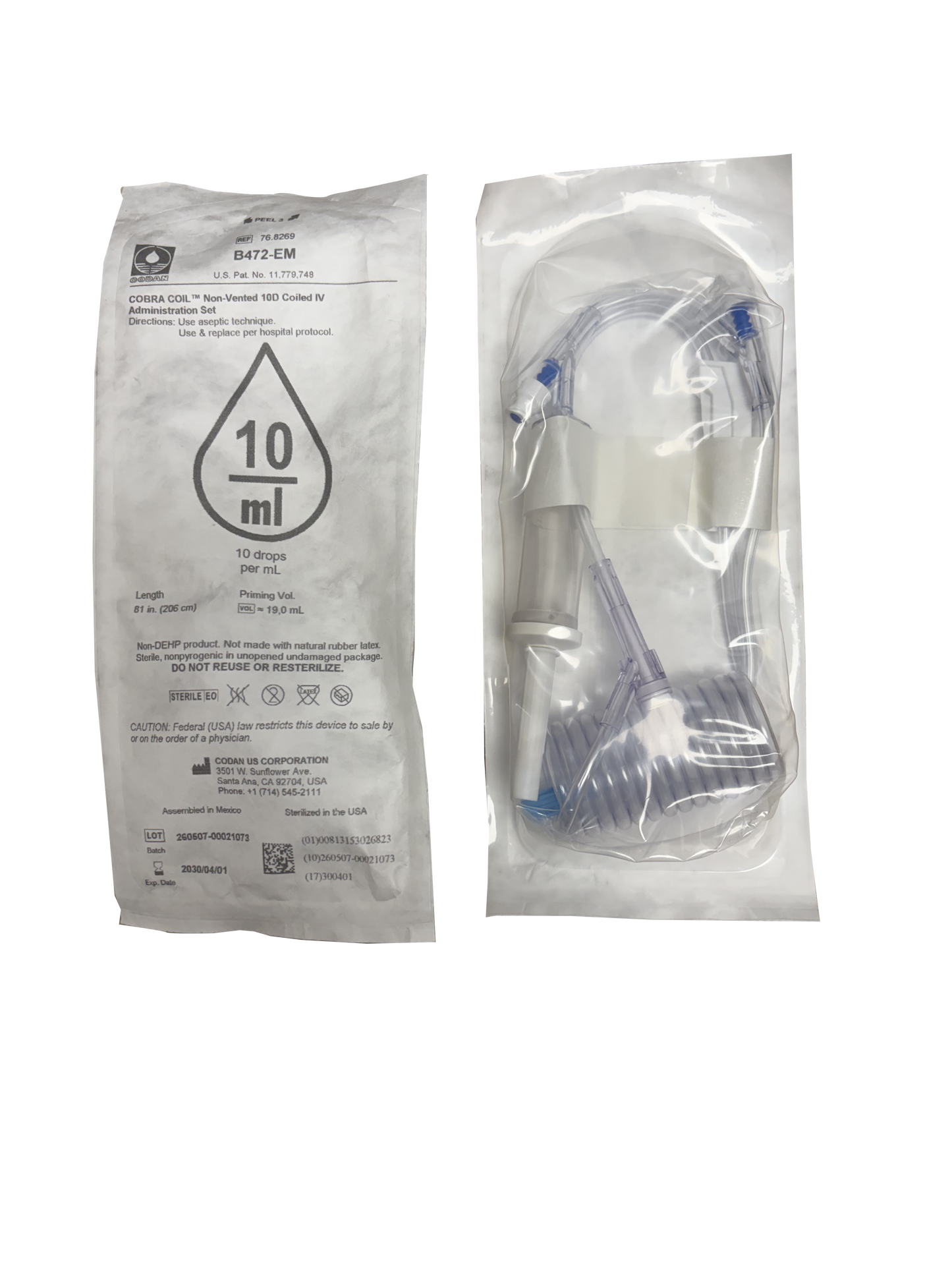 I.V. Administration Set, Coiled Tubing, 81", 10 drop/ml