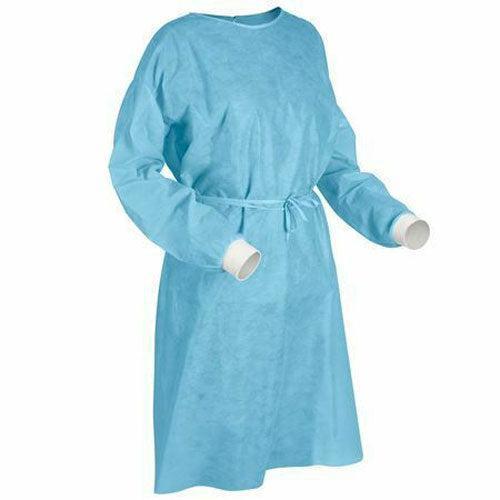 Isolation Gown, Full Back, Tie Neck, Tie Waist, Knit Cuffs, Universal, Blue, Bag/10-Integrated MedCraft