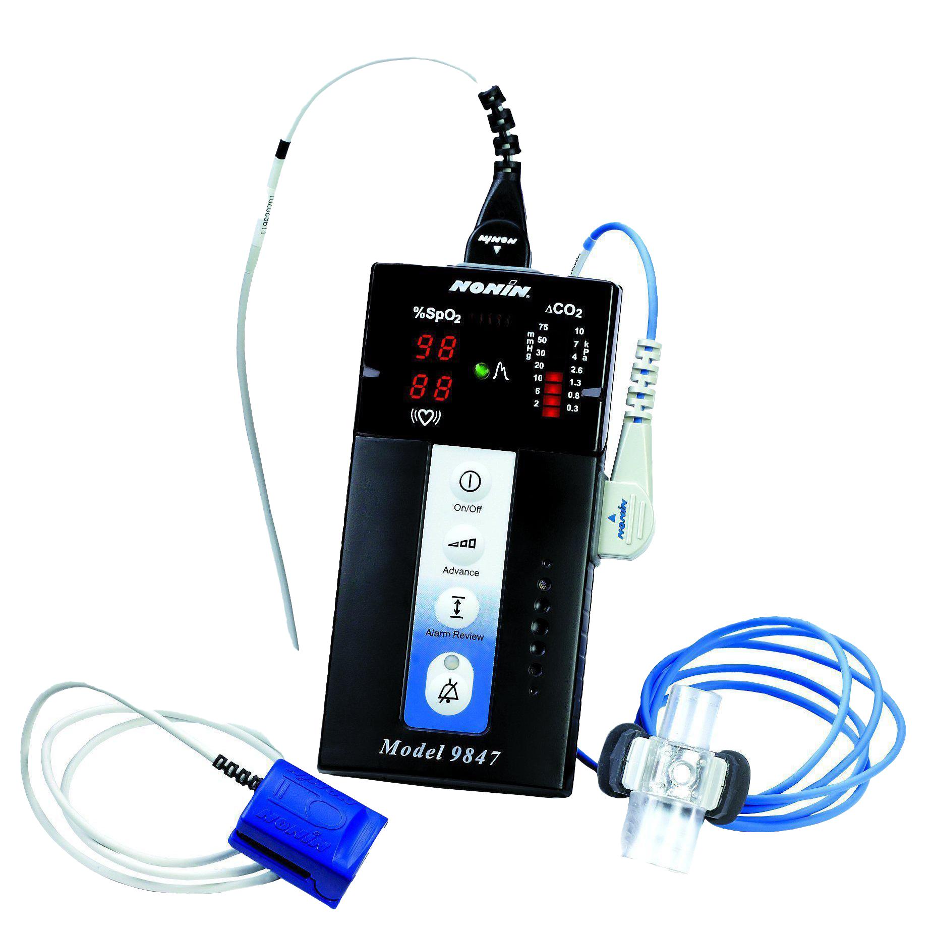 Model 9847 Handheld Pulse Oximeter and CO2 Detector, Full Alarm, NSN: 6515-01-544-8398-Nonin-Integrated MedCraft