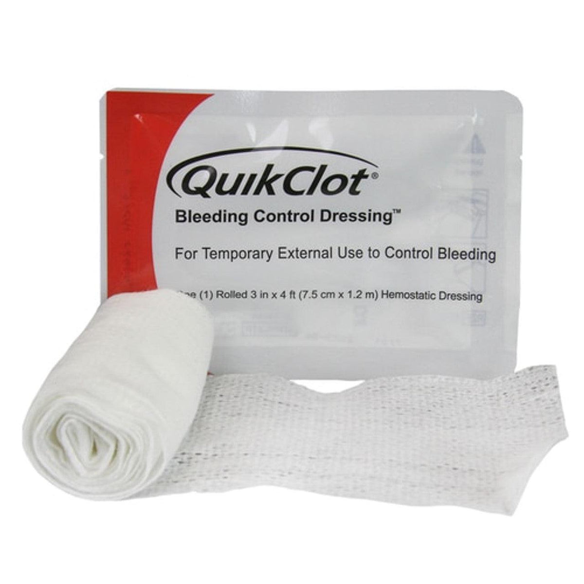 Bleeding Control Dressing QuikClot Bleeding Control Dressing (One Rolled 3 inx 4ft, Hemostatic D ...