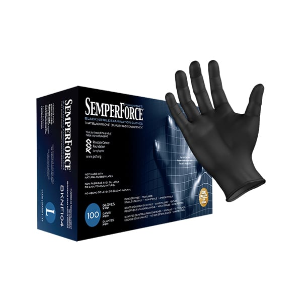 SemperForce Nitrile Exam Glove, Black, PF, Textured, LG, Bx/100-Integrated MedCraft