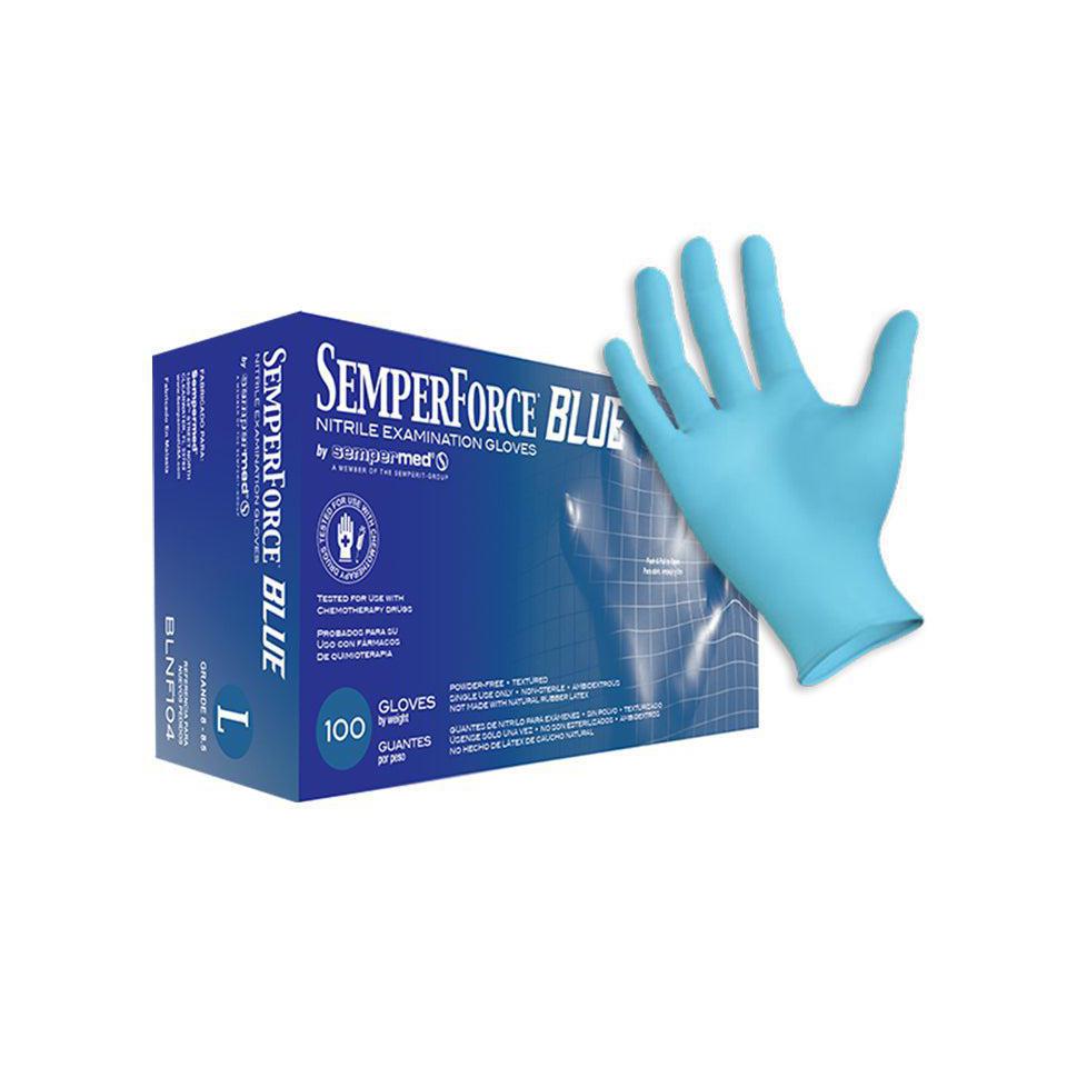 SemperForce Nitrile Exam Glove, Blue, PF, Textured, LG, Bx/100-Integrated MedCraft