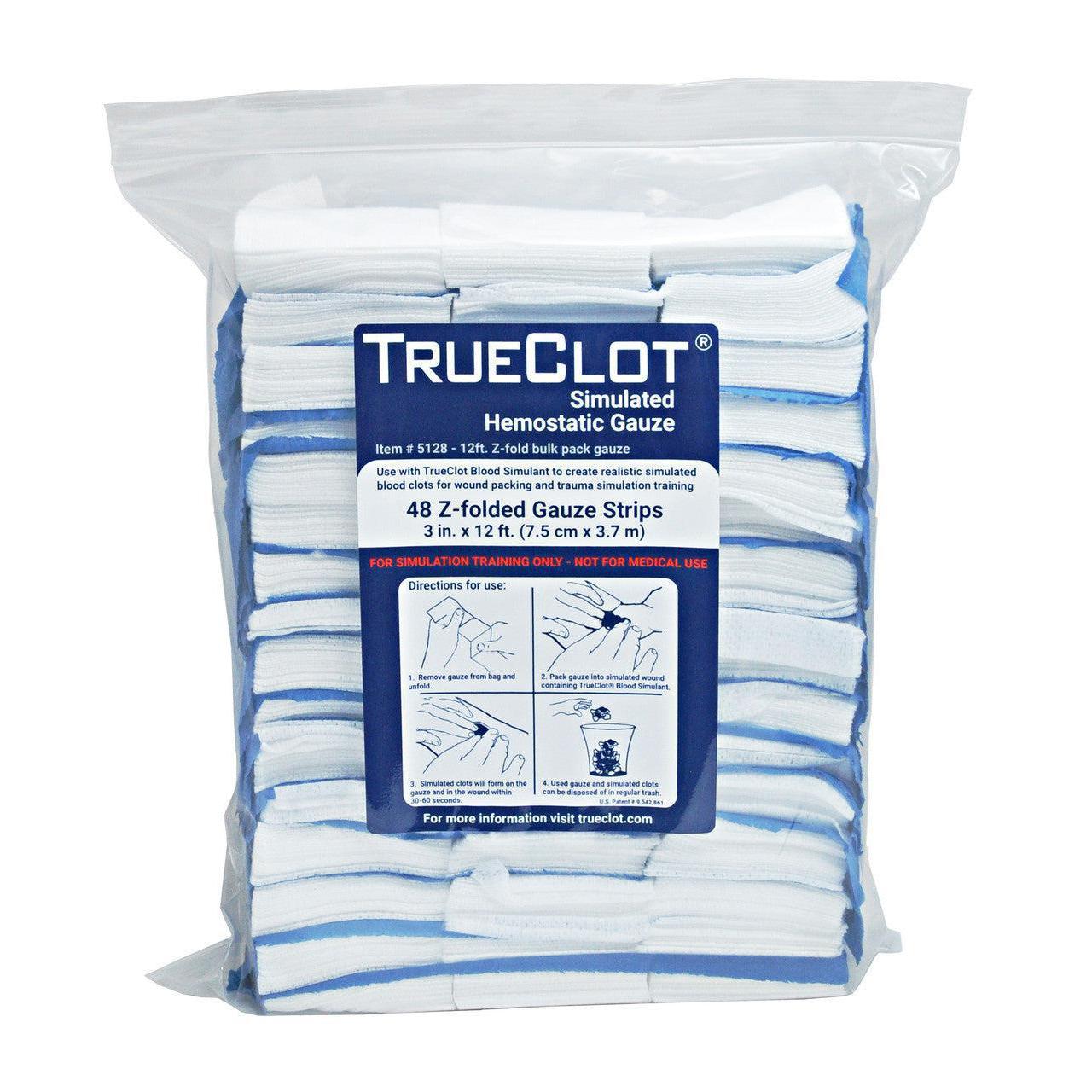 TrueClot Simulated Hemostatic Gauze, Z-folded, 12 ft. length 48pcs. bulk pack-Integrated MedCraft