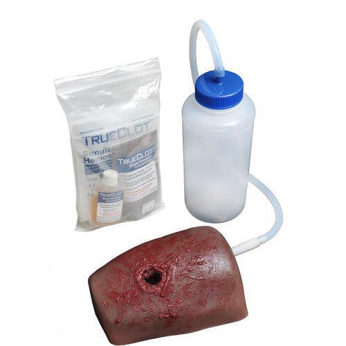 TrueClot® Task Trainer, Gunshot Wound Dark Skin Tone w/ Bone Insert-Integrated MedCraft