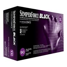 SemperForce Nitrile Exam Glove, Black, PF, Textured, XXLG, Bx/100