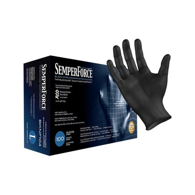 SemperForce Nitrile Exam Glove, Black, PF, Textured, LG, Bx/100-Personal Protection-SemperMed-Integrated MedCraft